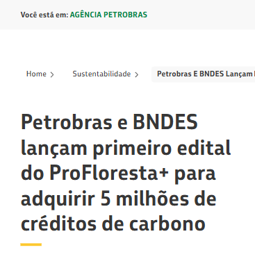 Petrobras e BNDES lançam iniciativa do ProFlorestar com 5 milhões de créditos de carbono
