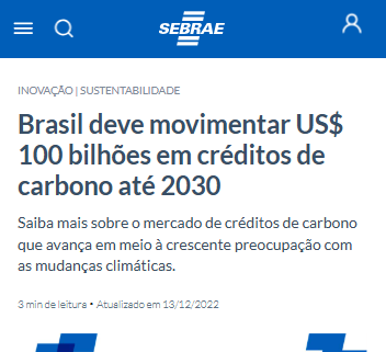 Brasil deve movimentar US$ 100 bilhões em créditos de carbono